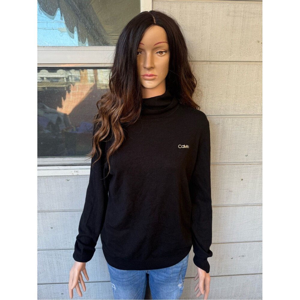 Calvin Klein Black Cowl Neck Sweater with Small White Logo size XL